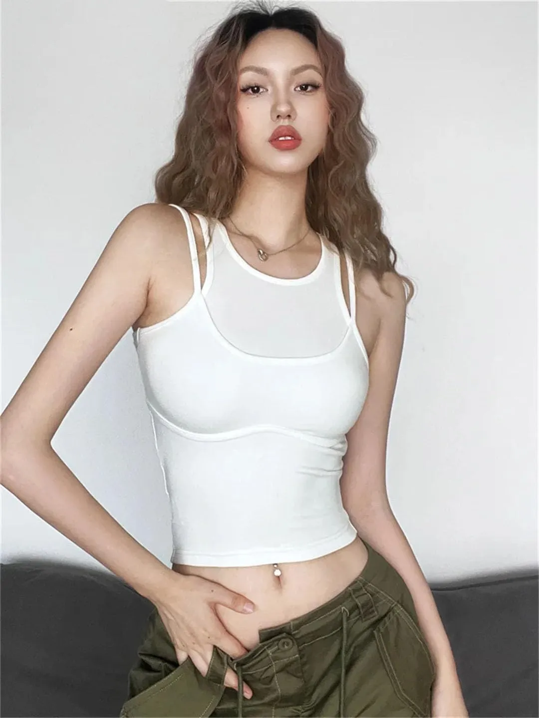 Women's Solid Color Casual Soft Thin Sexy Tight Cotton Camisole Vest