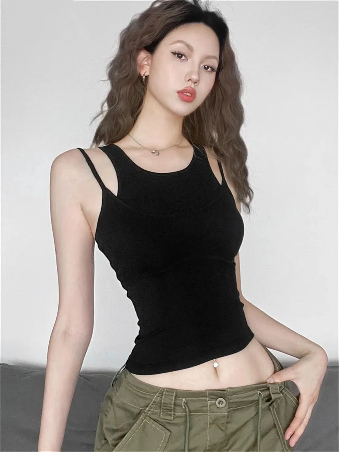 Women's Solid Color Casual Soft Thin Sexy Tight Cotton Camisole Vest