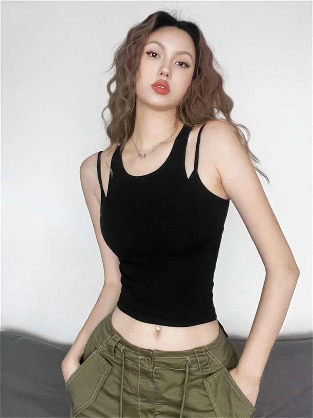 Women's Solid Color Casual Soft Thin Sexy Tight Cotton Camisole Vest
