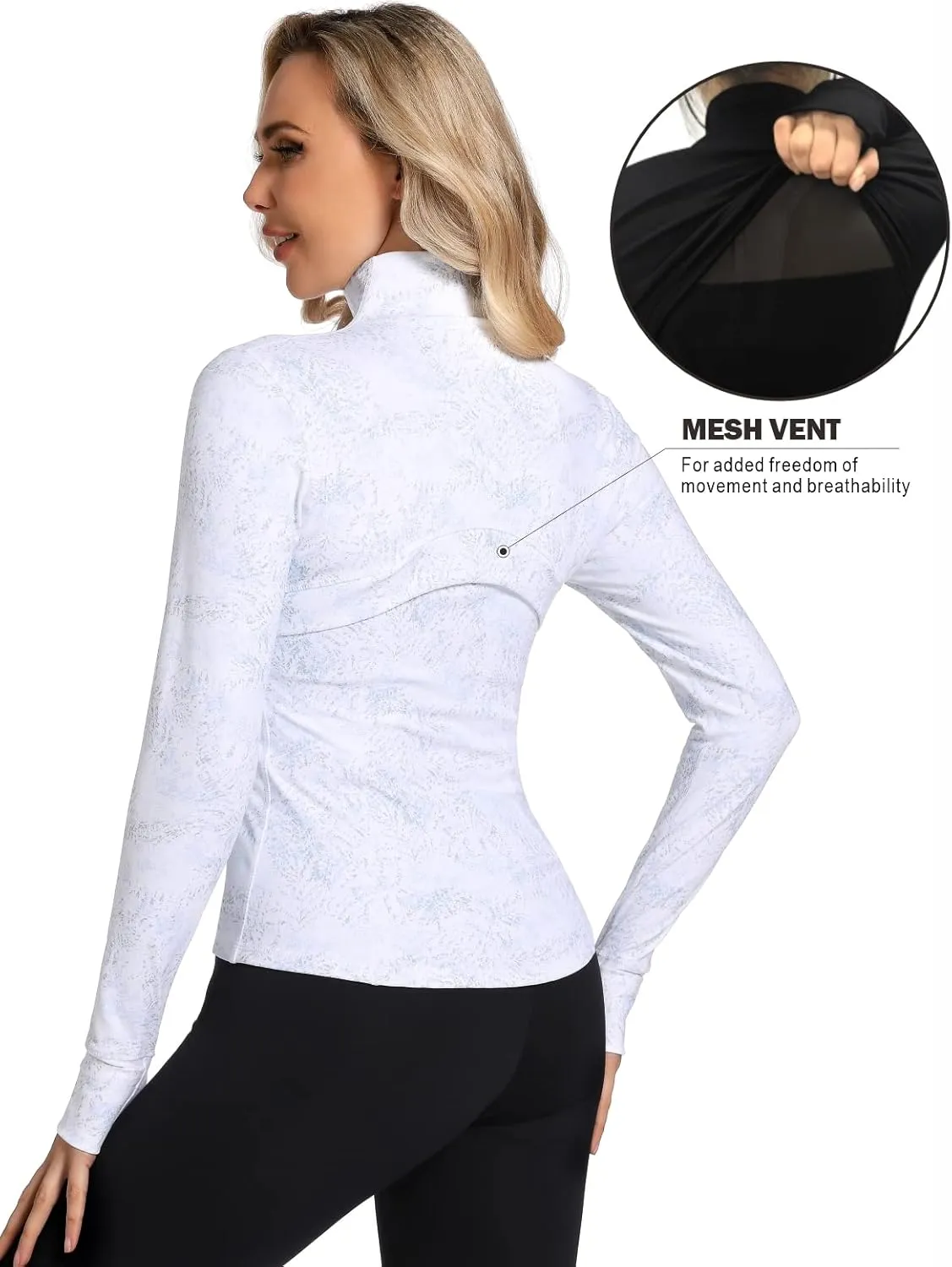 Womens Sports Running Yoga Jacket Slim Fit Full Zip Track Jacket Turtleneck Workout Jacket