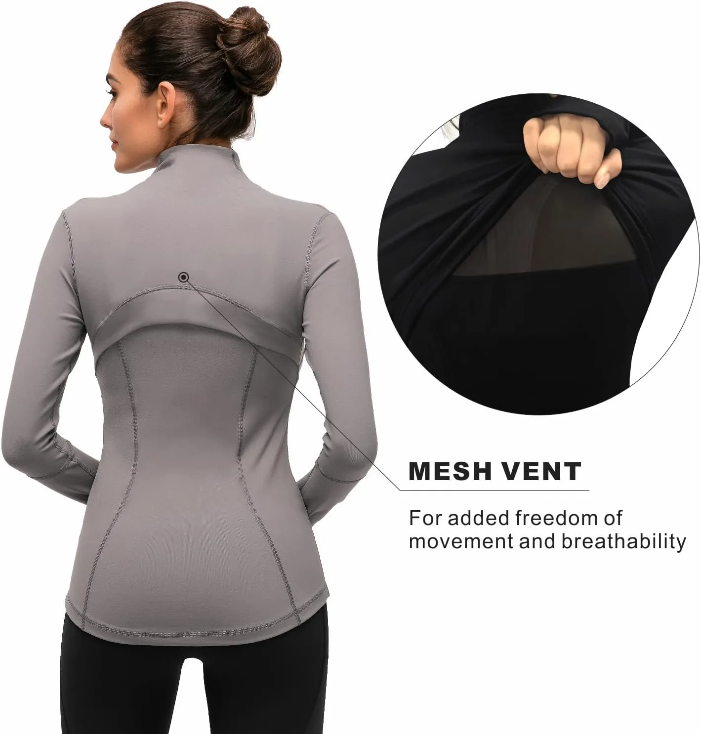 Womens Sports Running Yoga Jacket Slim Fit Full Zip Track Jacket Turtleneck Workout Jacket