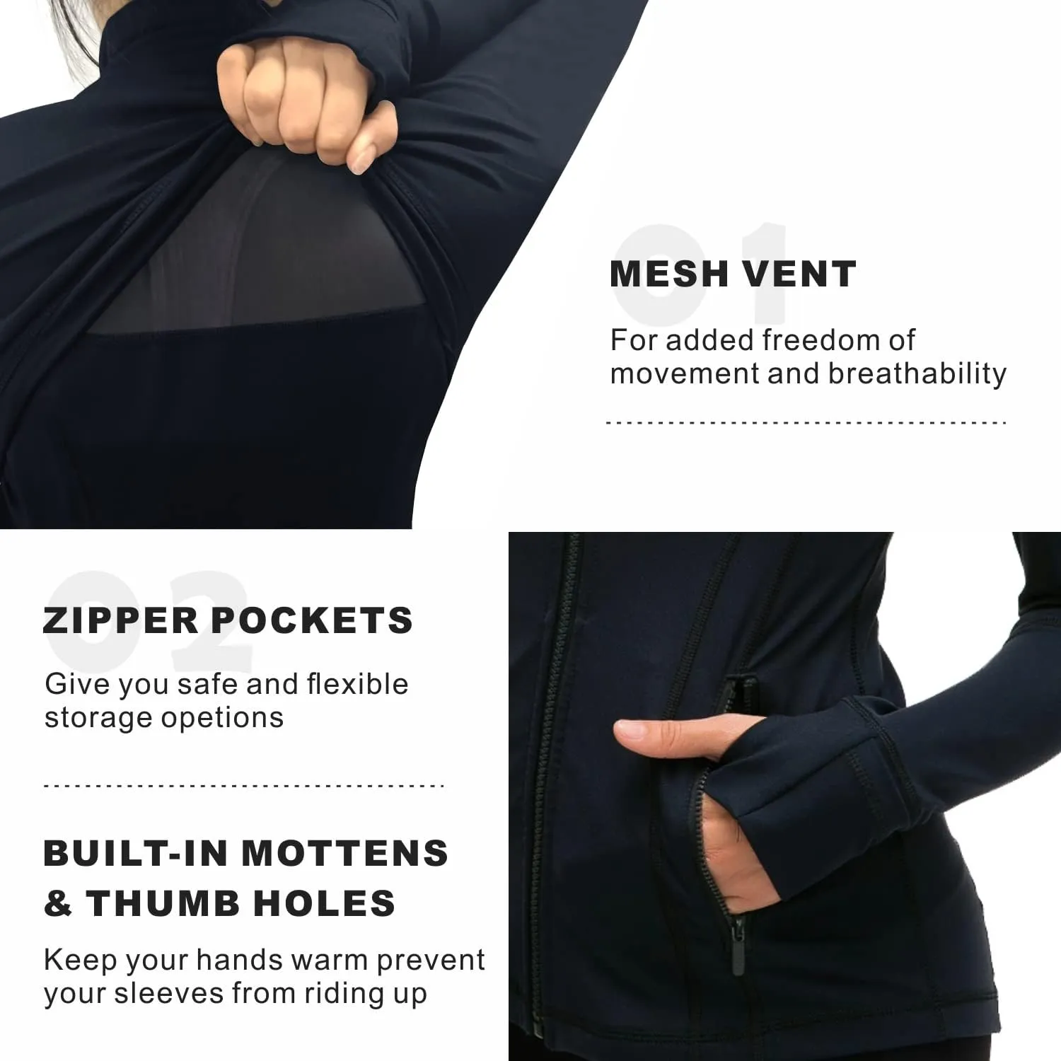 Womens Sports Running Yoga Jacket Slim Fit Full Zip Track Jacket Turtleneck Workout Jacket