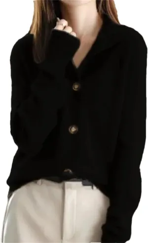 Women's Stand Collar Button Loose Long Sleeve Cardigan Knitted Sweater Jacket