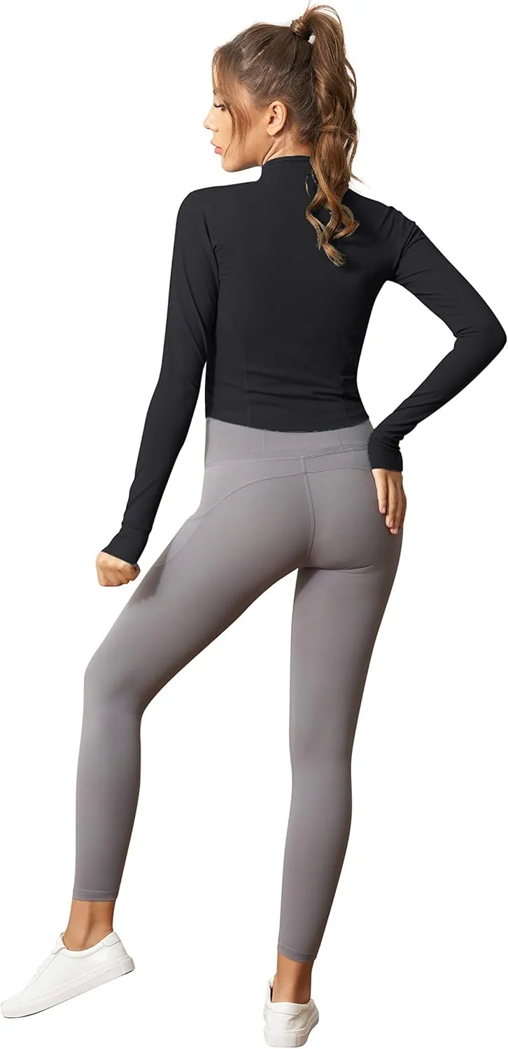 Women's Stretchy Athletic Workout Lightweight Jacket Full Zip Running Track Jacket