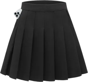 Womens Stretchy Pleated Mini Skirt Comfort High Waist Cheerleader School Uniform Skirt