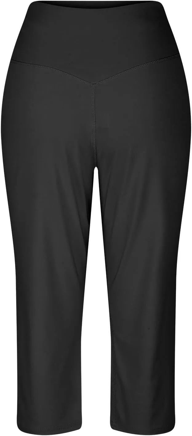 Women's Summer Yoga Pants for Women Casual Stretch High Waisted Yoga Leggings Comfy Capri Leggings with Pockets 2024