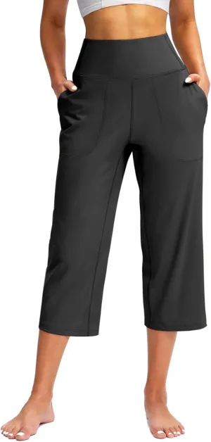 Women's Summer Yoga Pants for Women Casual Stretch High Waisted Yoga Leggings Comfy Capri Leggings with Pockets 2024