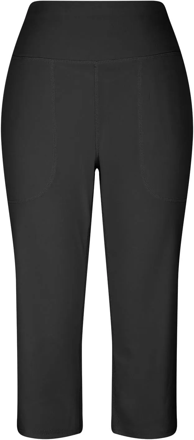 Women's Summer Yoga Pants for Women Casual Stretch High Waisted Yoga Leggings Comfy Capri Leggings with Pockets 2024