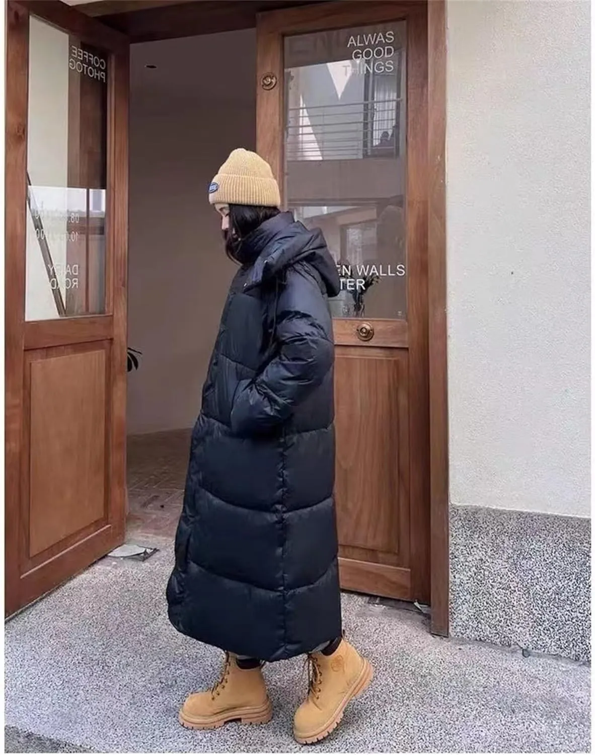 Womens Trendy Winter Coats Long Sleeve Down Coat Hooded Thickened Quilted Warm Maxi Parka Puffer Jackets Outerwear