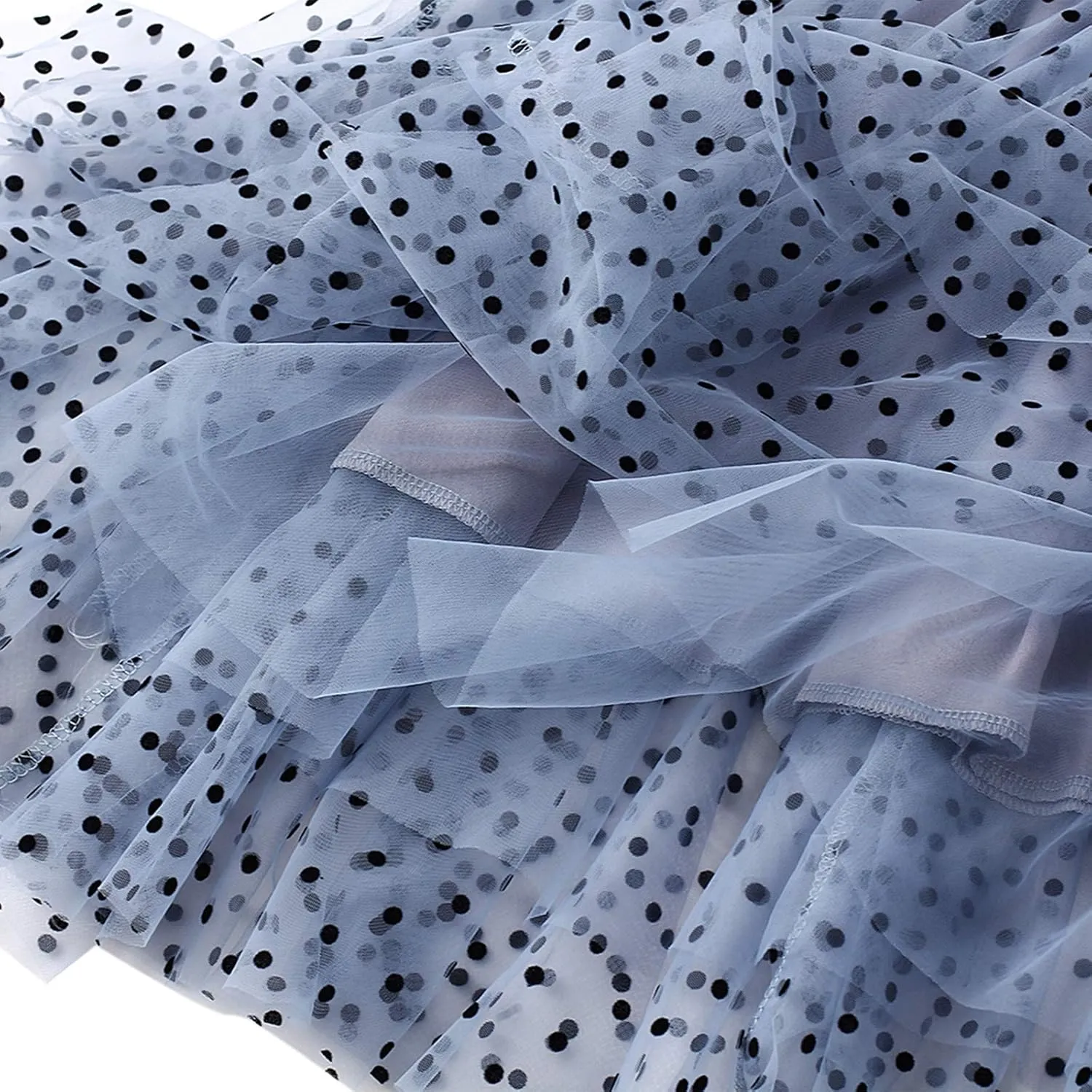 Women's Tulle Skirt Pleated Tutu Skirts Elastic High Waist Elegant Point Floral Printed Mesh Lady A Line Midi Skirt