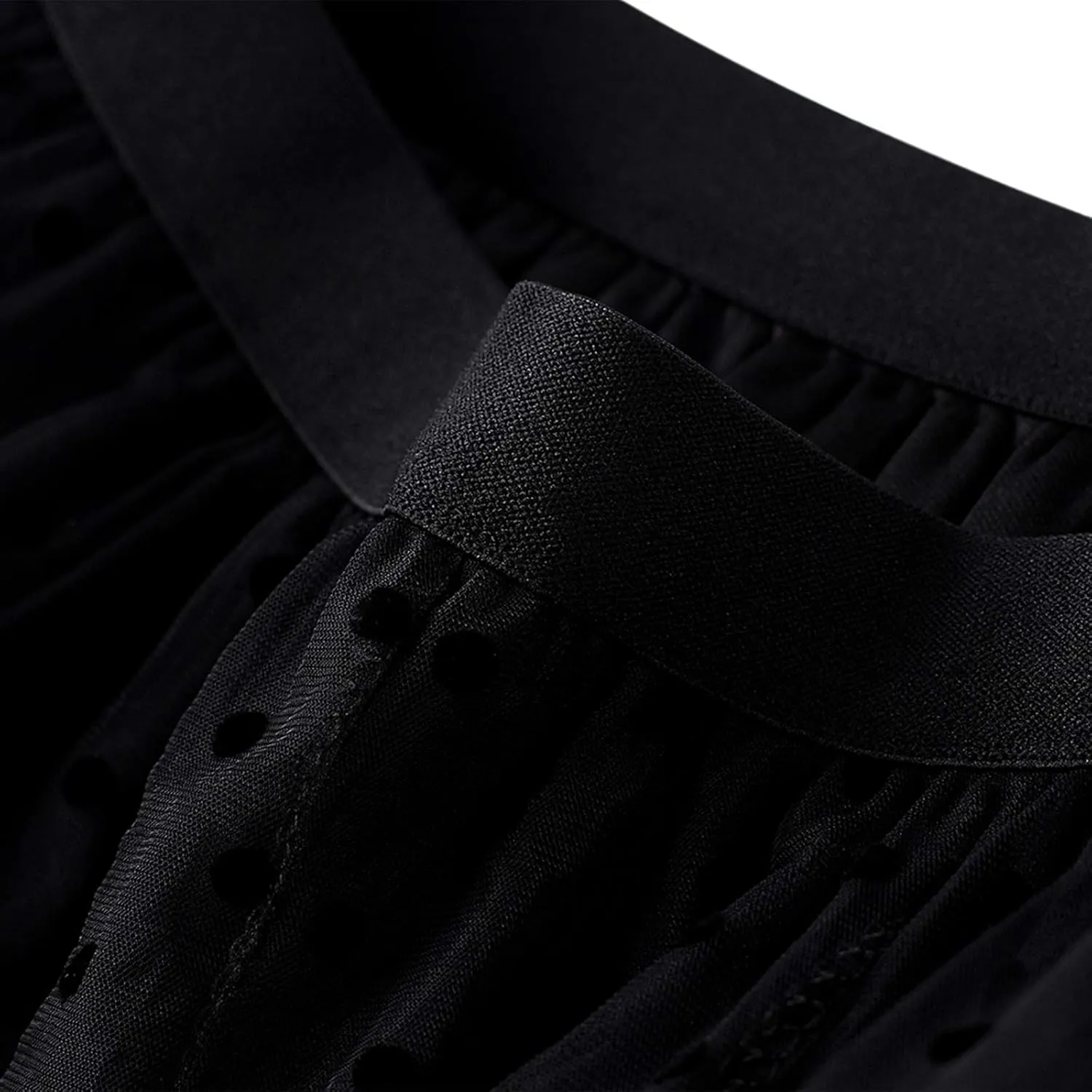 Women's Tulle Skirt Pleated Tutu Skirts Elastic High Waist Elegant Point Floral Printed Mesh Lady A Line Midi Skirt