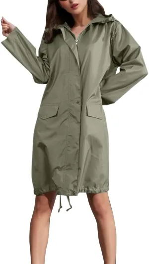 Women's Windbreaker Jacket,Women Waterproof Rain Jackets Hood Windbreaker Ladies Anoraks Trench Coat for Women 2023