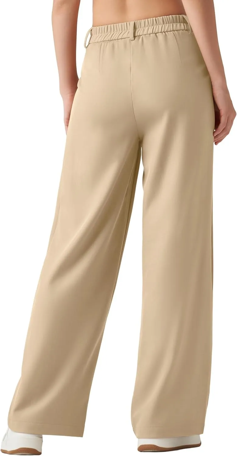Women's Work Pants Wide Leg 2025 Dress Pants Casual Slacks Office Pants High Waisted with Pockets 28"/30"/32"