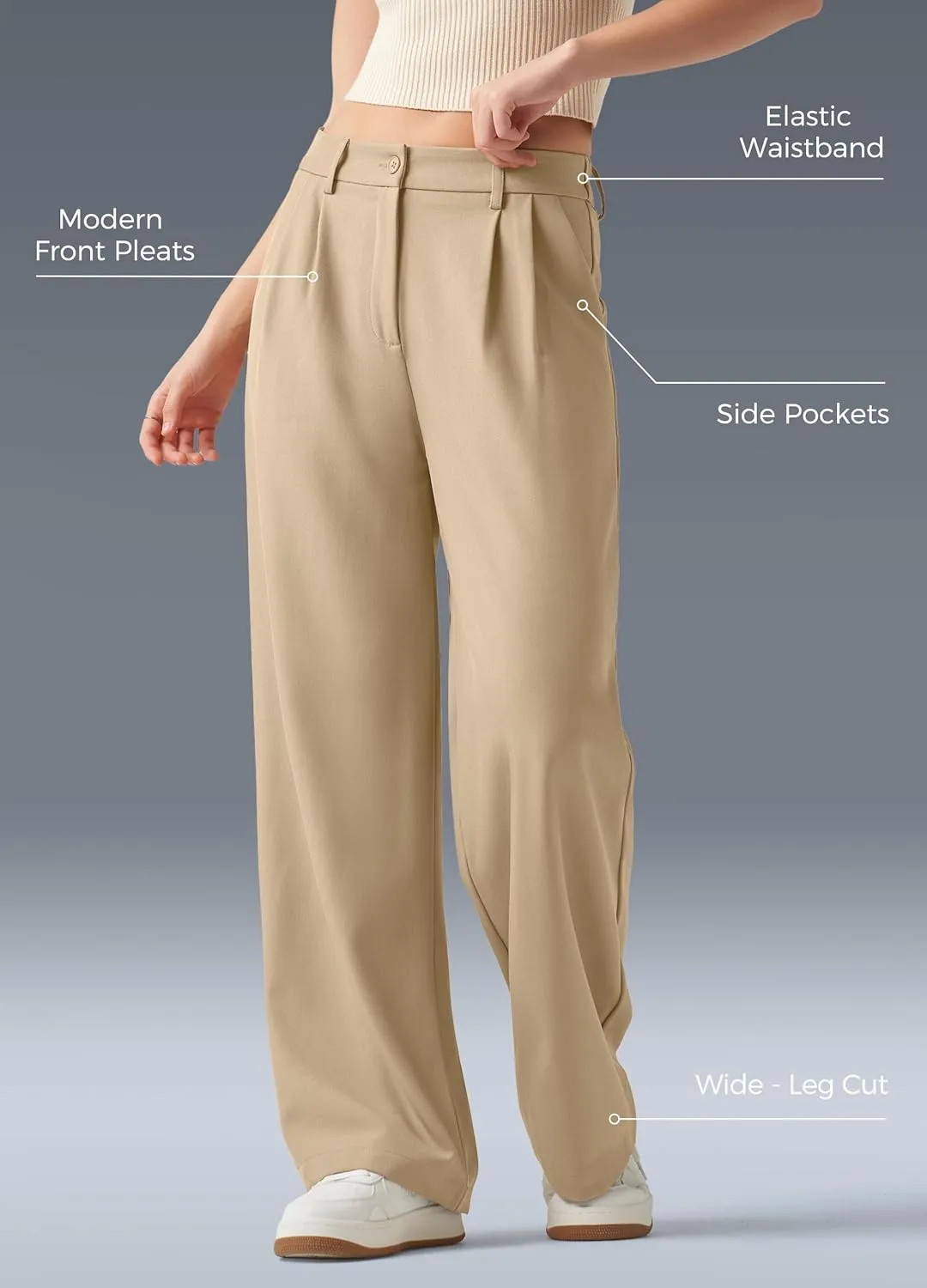 Women's Work Pants Wide Leg 2025 Dress Pants Casual Slacks Office Pants High Waisted with Pockets 28"/30"/32"