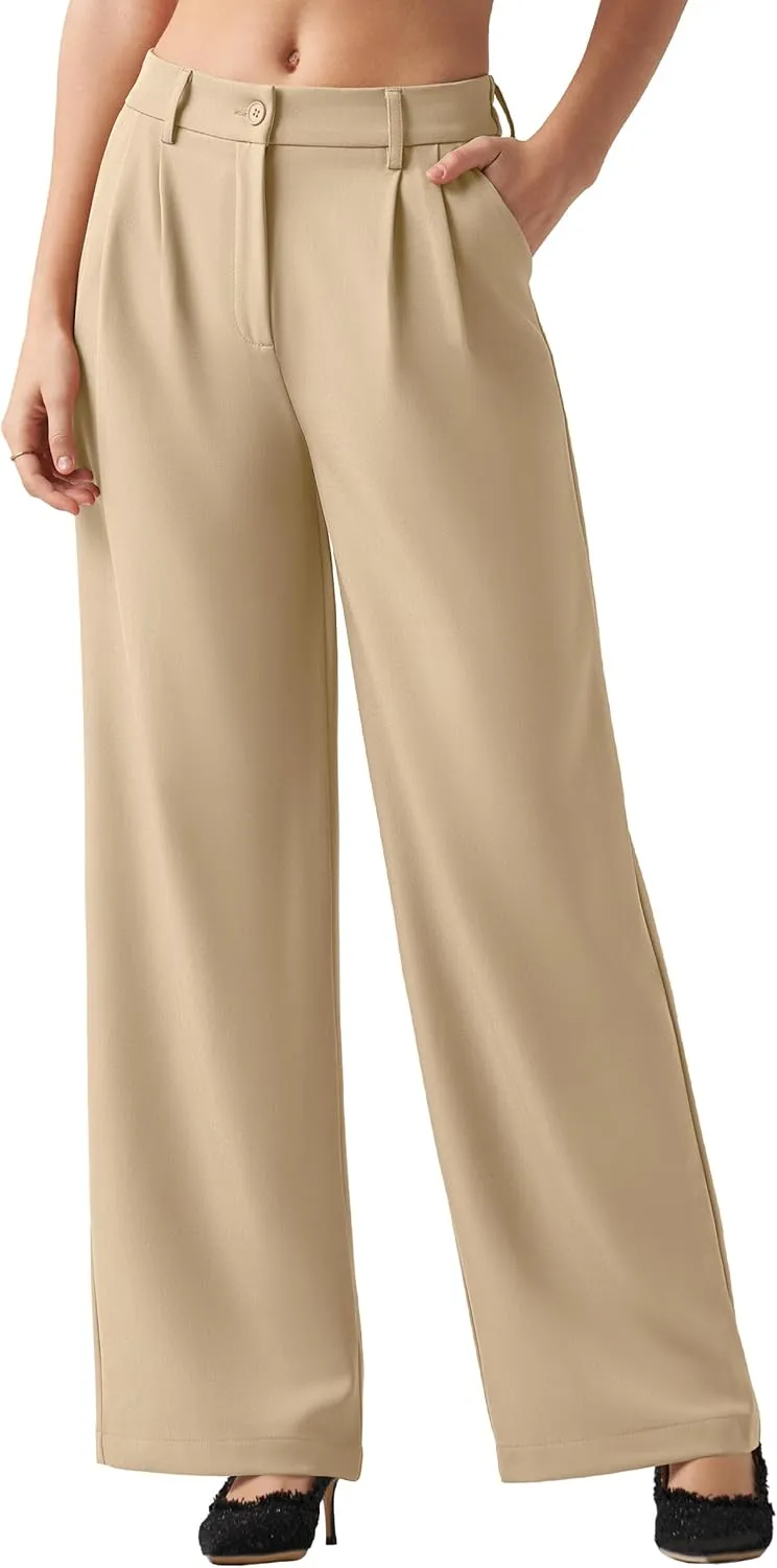 Women's Work Pants Wide Leg 2025 Dress Pants Casual Slacks Office Pants High Waisted with Pockets 28"/30"/32"