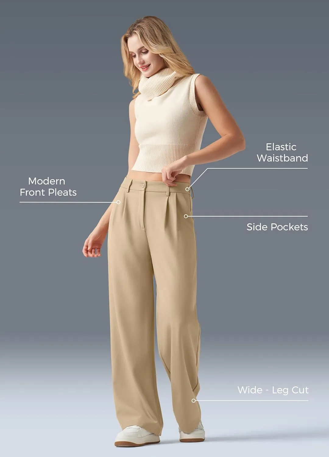 Women's Work Pants Wide Leg 2025 Dress Pants Casual Slacks Office Pants High Waisted with Pockets 28"/30"/32"