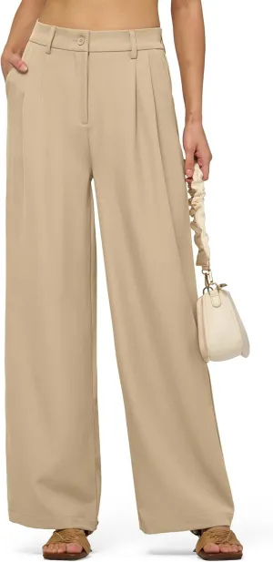 Women's Work Pants Wide Leg 2025 Dress Pants Casual Slacks Office Pants High Waisted with Pockets 28"/30"/32"