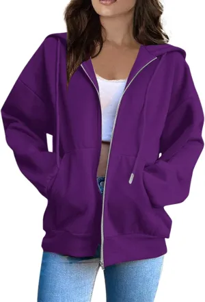Womens Zip Up Hoodies 2024 Causal Lightweight Hooded Sweatshirt Long Sleeve Jackets Fall Outfits With Pockets