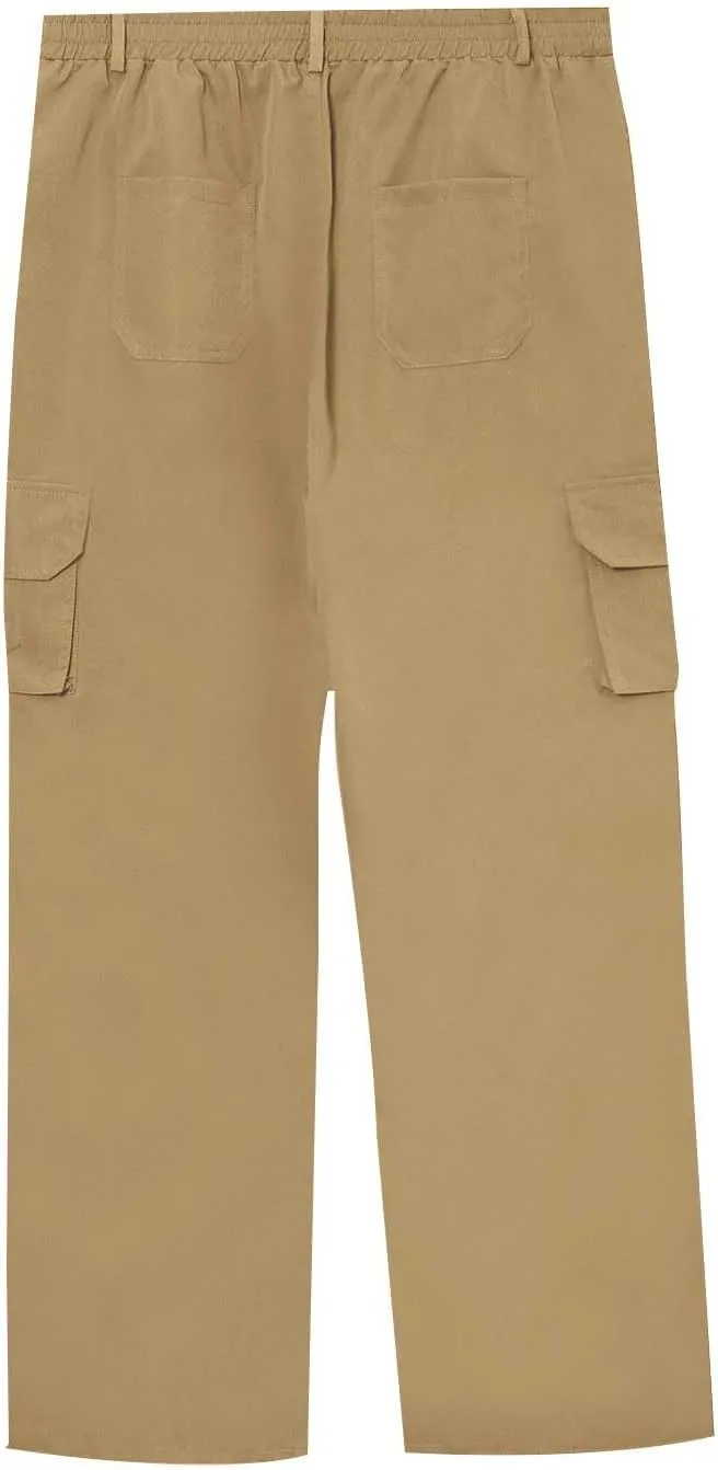 Work Pants for Men Elastic Waist Baggy Cargo Pants Relaxed Fit Outdoor Rip Stop Tactical Travel Fishing Hiking Pants