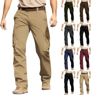 Work Pants for Men Elastic Waist Baggy Cargo Pants Relaxed Fit Outdoor Rip Stop Tactical Travel Fishing Hiking Pants