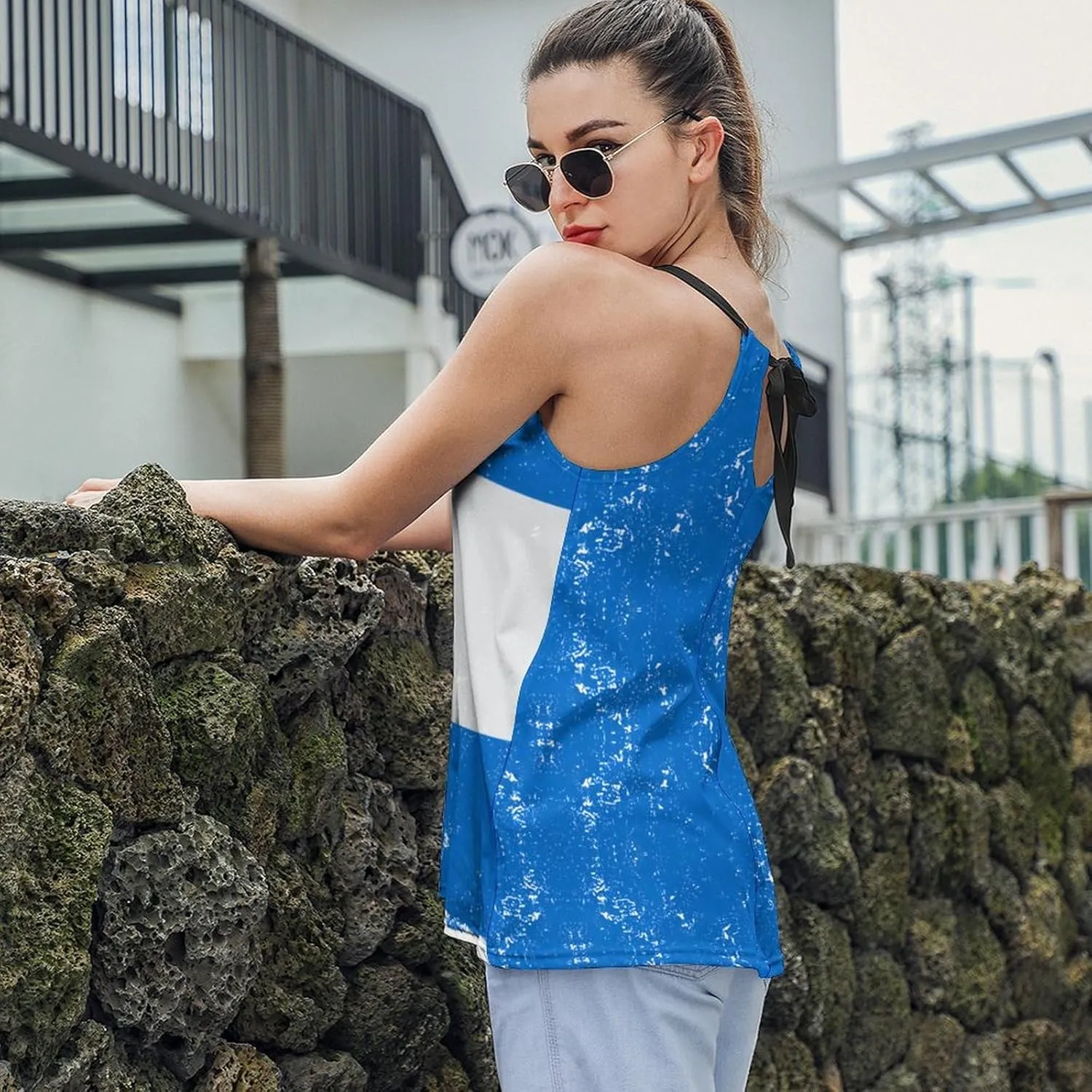 Workout Tops for Women British Flag Racerback Basic Tank Summer Lace-up Unique Camisole Round Neck