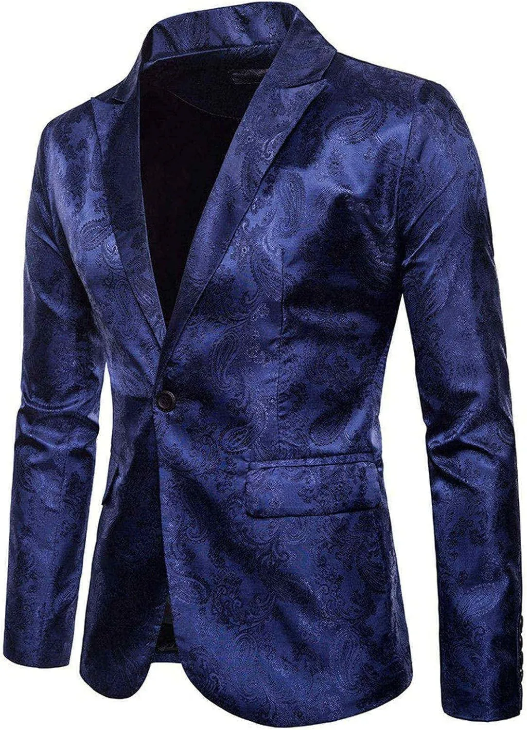 WUAI-Men Casual Suit Blazer Jackets Lightweight Tailored One Button Work Business Sport Coat Outwear Tops