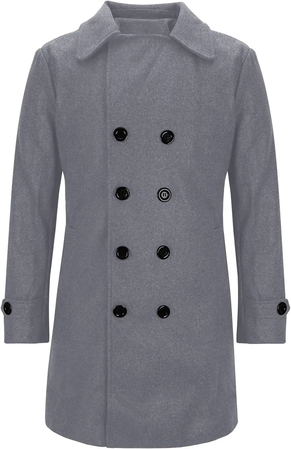 Xiaojmake Mens Double Breasted Trench Coat Notched Lapel Mid-Long Peacoat Classic Casual Winter Topcoat Overcoat with Pockets