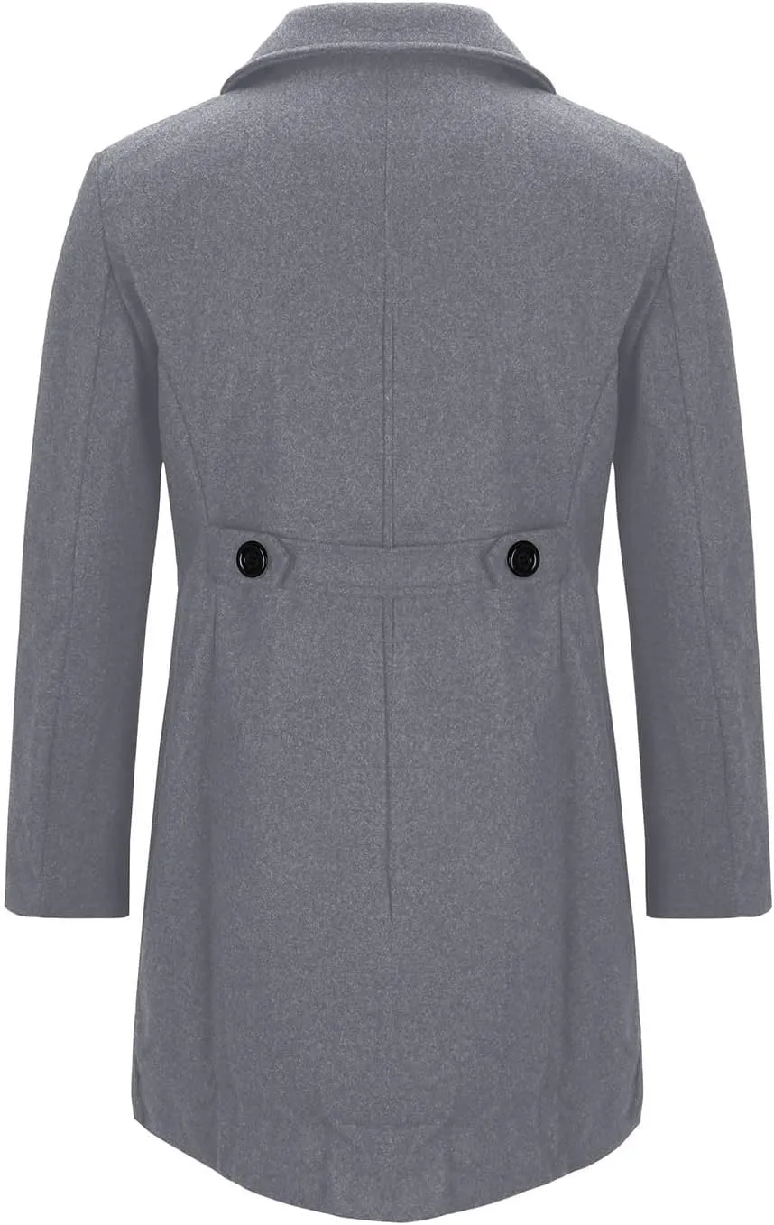 Xiaojmake Mens Double Breasted Trench Coat Notched Lapel Mid-Long Peacoat Classic Casual Winter Topcoat Overcoat with Pockets