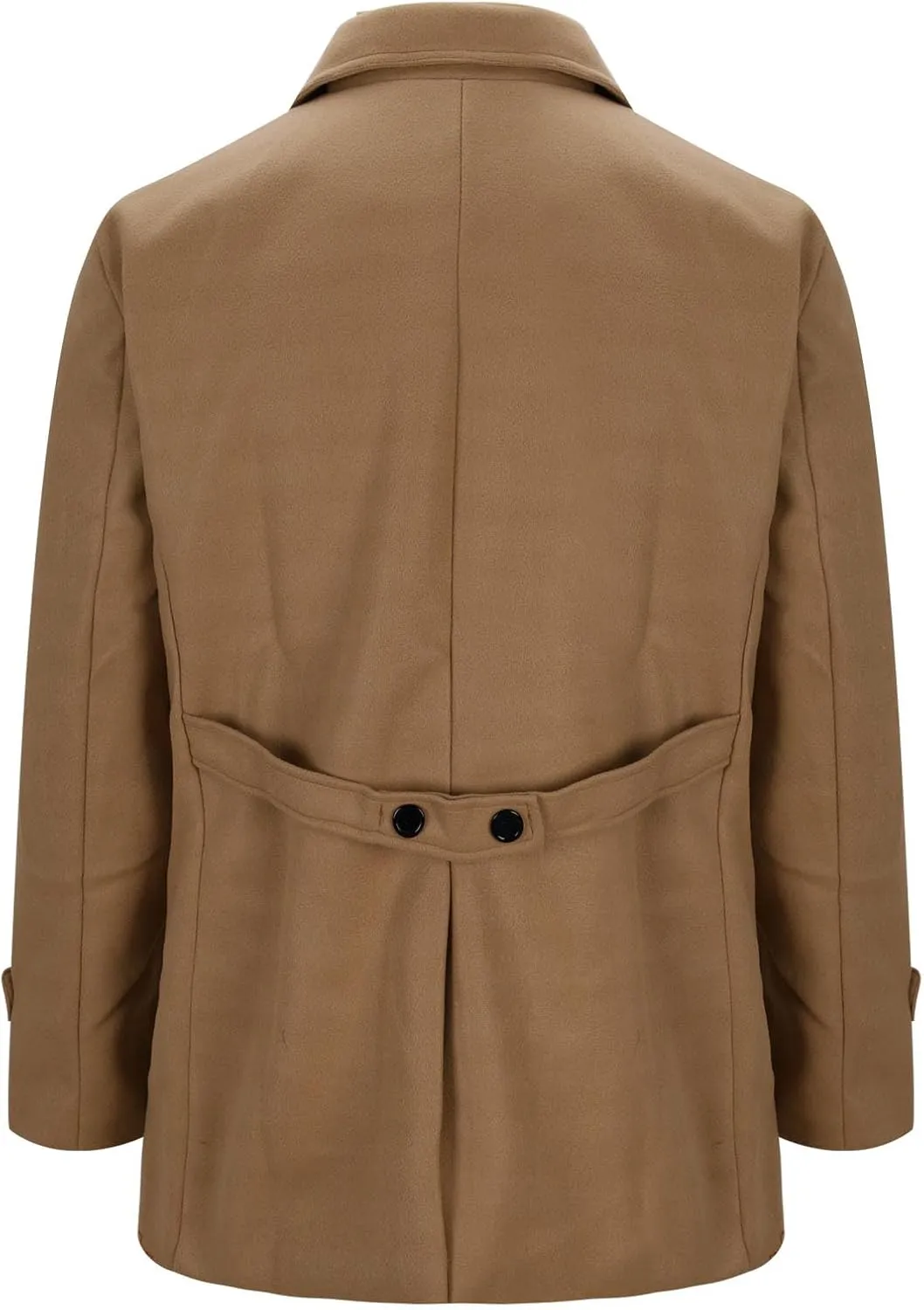 Xiaojmake Men's Double Breasted Woolen Coat Winter Pea Coat Slim Fit Trench Coats Double Breasted Warm Wool Blend Overcoat
