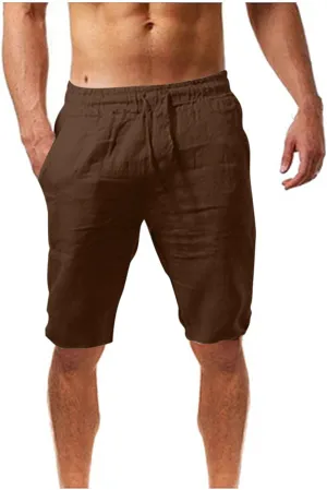 Xiaojmake Men's Linen Shorts Cotton Linen Casual Work Shorts Summer Lightweight Workout Gym Yoga Shorts Active Track Shorts