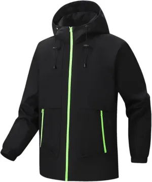 Xiaojmake Waterproof Rain Jacket for Men Winter Hooded Anorak Lightweight Outdoor Windbreaker Outdoor Hiking Travel Rain Coat