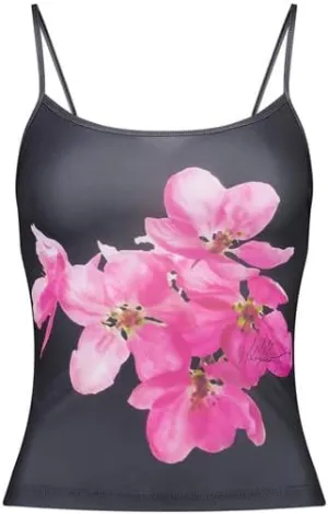 Y2K Womens Floral Print Camisole Sleeveless Low Cut Slim Fit Cami Sexy Spaghetti Strap Flower Pattern Tops