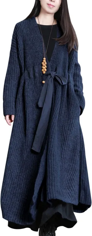 YESNO Women Casual Loose Oversized Chunky Cable Knit Open Front Coats Cardigan Sweaters Long Outerwear with Pockets YQA