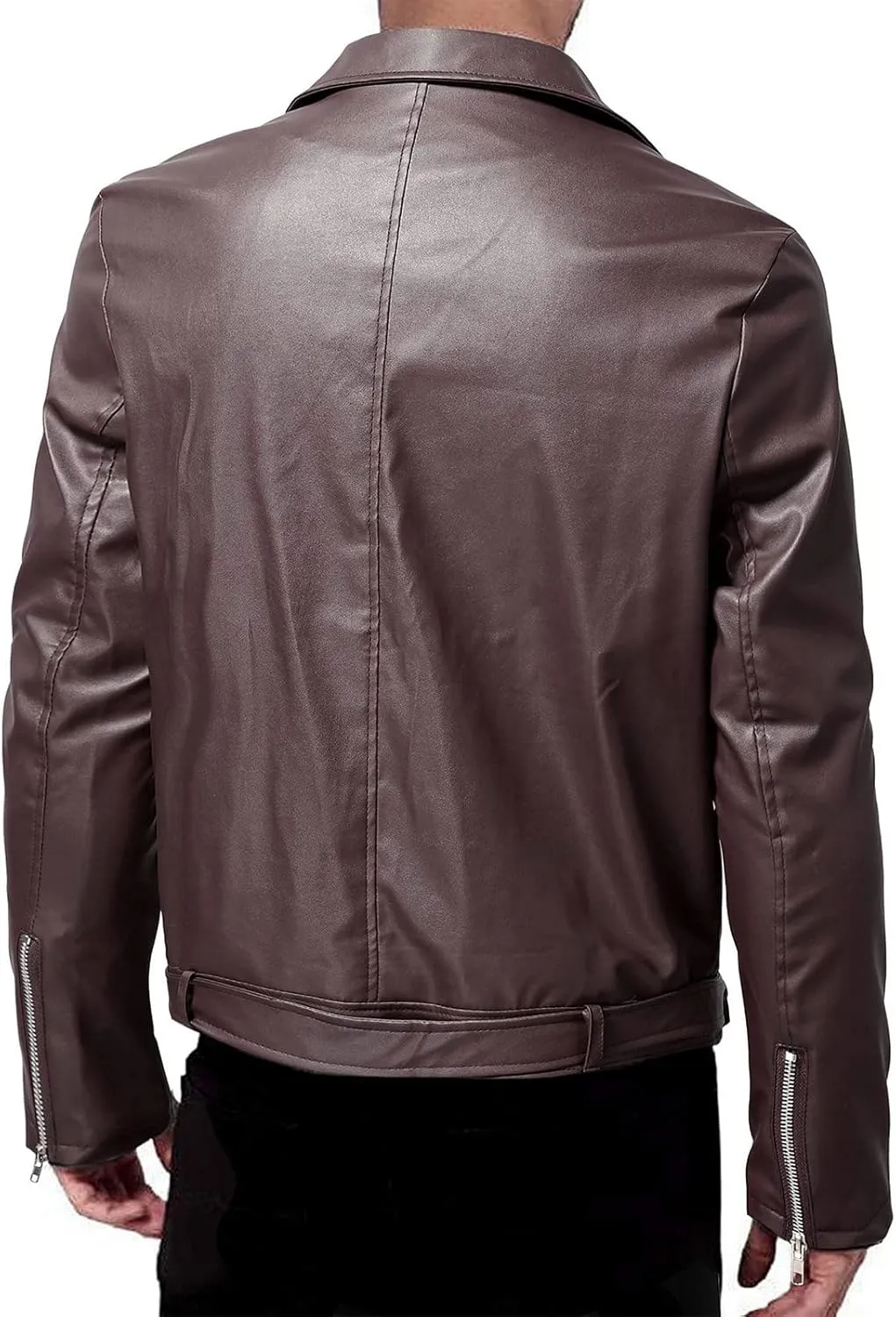 Ymosrh Men's Leather Motorcycle Jacket Racer Faux Distressed Jacket Mens, XXL-5XL