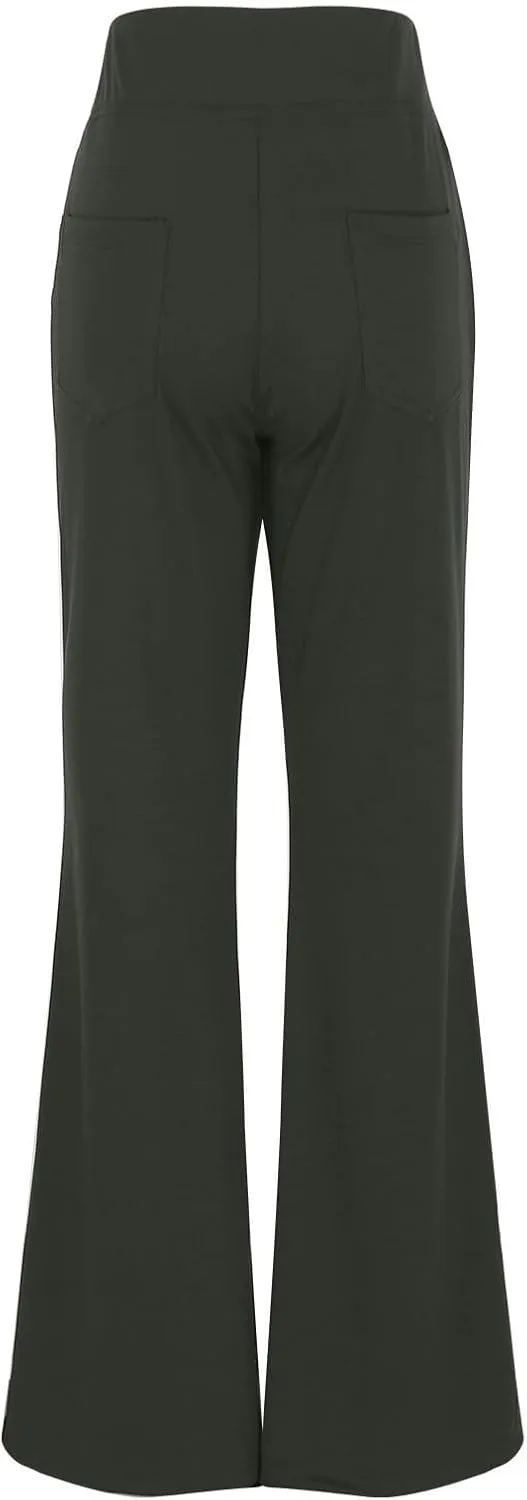 Yoga Dress Pants for Women with Pockets Business Casual High Waisted Work Pants Flare Leggings Tummy Control Slacks