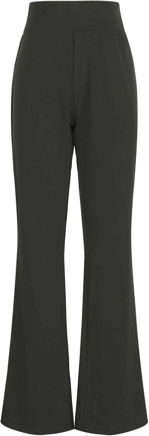 Yoga Dress Pants for Women with Pockets Business Casual High Waisted Work Pants Flare Leggings Tummy Control Slacks