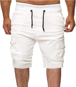 Zeiyignr Men's Cargo Shorts Drawstring Elastic Waistband Slim Fit Summer Casual Cotton Sweat Shorts Gym Yoga Workout Shorts