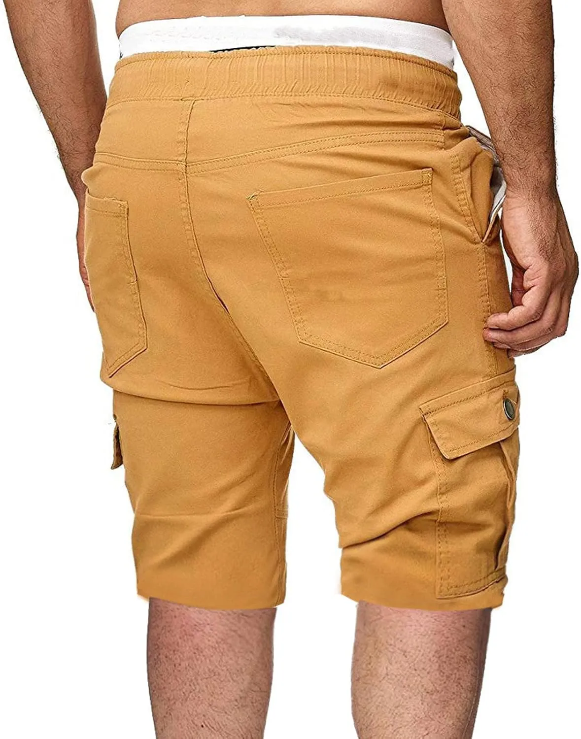Zeiyignr Men's Cargo Shorts Drawstring Elastic Waistband Slim Fit Summer Casual Cotton Sweat Shorts Gym Yoga Workout Shorts