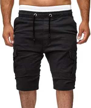 Zeiyignr Men's Cargo Shorts Drawstring Elastic Waistband Slim Fit Summer Casual Cotton Sweat Shorts Gym Yoga Workout Shorts