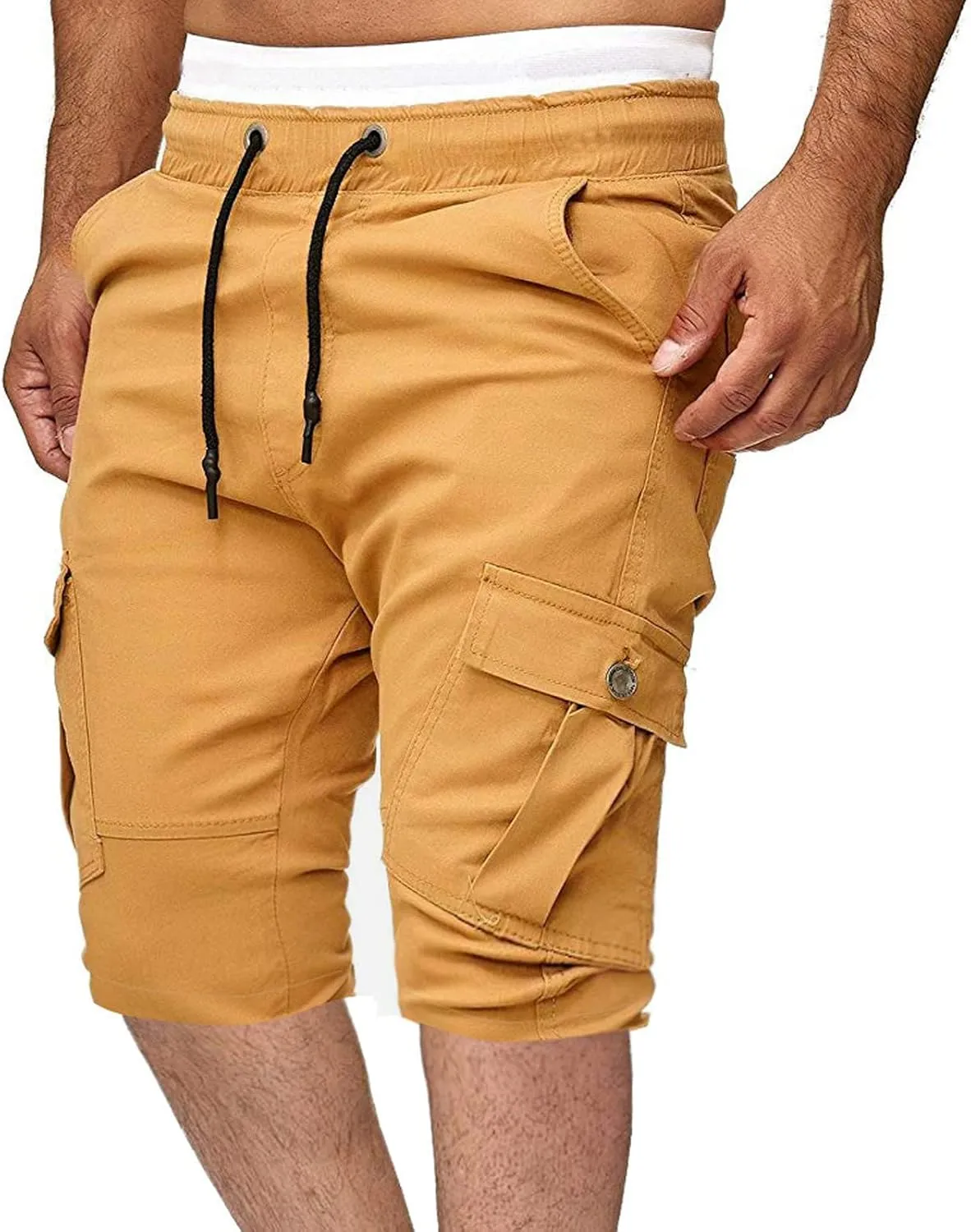Zeiyignr Men's Cargo Shorts Drawstring Elastic Waistband Slim Fit Summer Casual Cotton Sweat Shorts Gym Yoga Workout Shorts