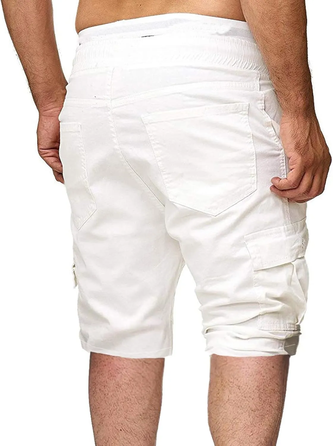 Zeiyignr Men's Cargo Shorts Drawstring Elastic Waistband Slim Fit Summer Casual Cotton Sweat Shorts Gym Yoga Workout Shorts