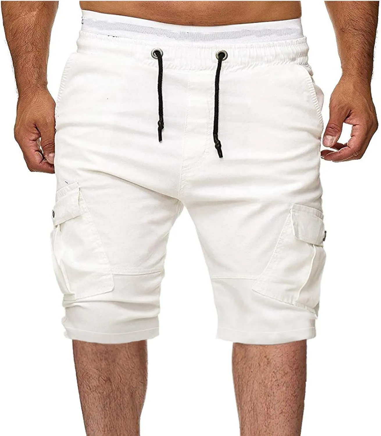 Zeiyignr Men's Cargo Shorts Drawstring Elastic Waistband Slim Fit Summer Casual Cotton Sweat Shorts Gym Yoga Workout Shorts
