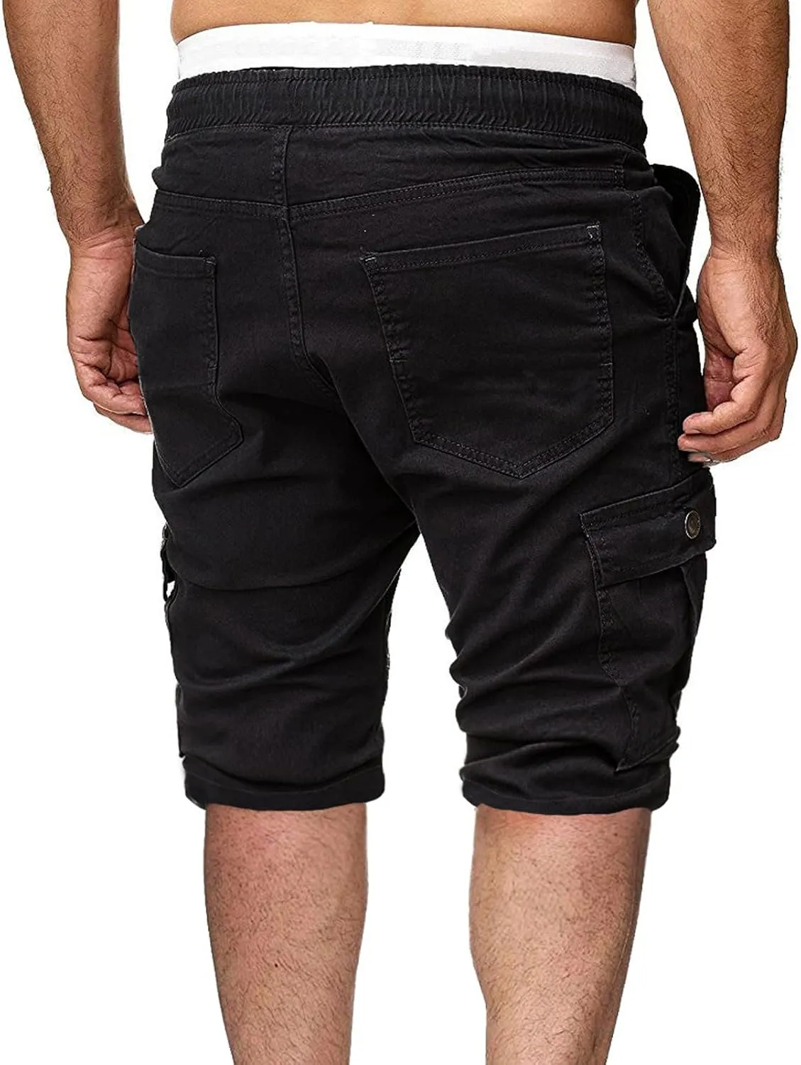 Zeiyignr Men's Cargo Shorts Drawstring Elastic Waistband Slim Fit Summer Casual Cotton Sweat Shorts Gym Yoga Workout Shorts