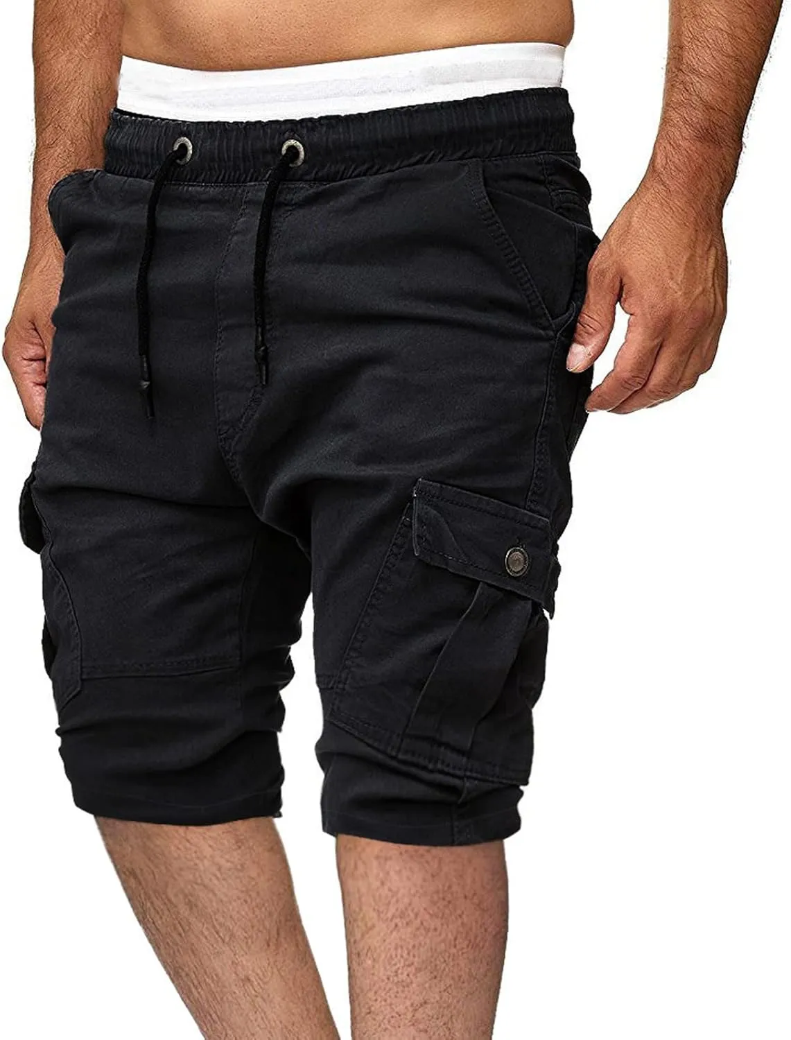 Zeiyignr Men's Cargo Shorts Drawstring Elastic Waistband Slim Fit Summer Casual Cotton Sweat Shorts Gym Yoga Workout Shorts