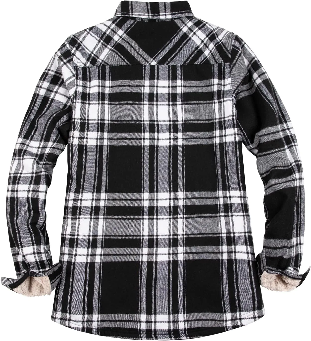ZENTHACE Womens Sherpa Fleece Lined Flannel Jacket Button Down Plaid Flannel Shirt Jacket(All Sherpa Lining)