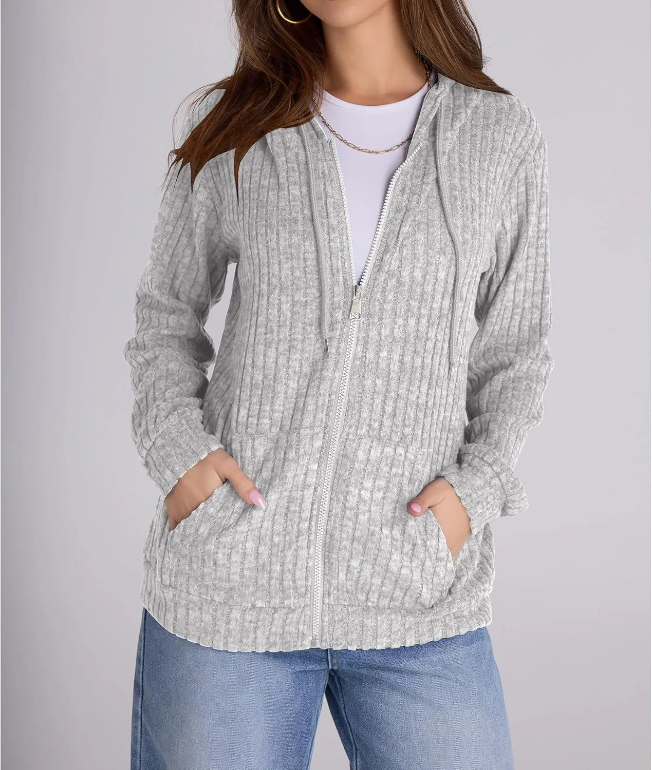 Zip Up Hoodie Women Oversized Sweatshirt Long Sleeve 2025 Fall Outfit Lightweight Jackets Workout Clothes