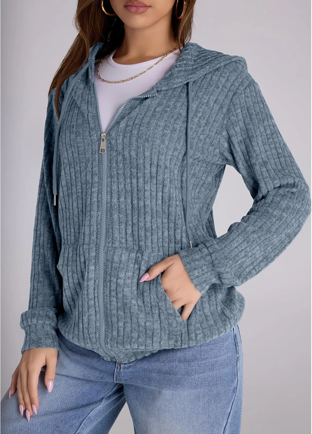 Zip Up Hoodie Women Oversized Sweatshirt Long Sleeve 2025 Fall Outfit Lightweight Jackets Workout Clothes