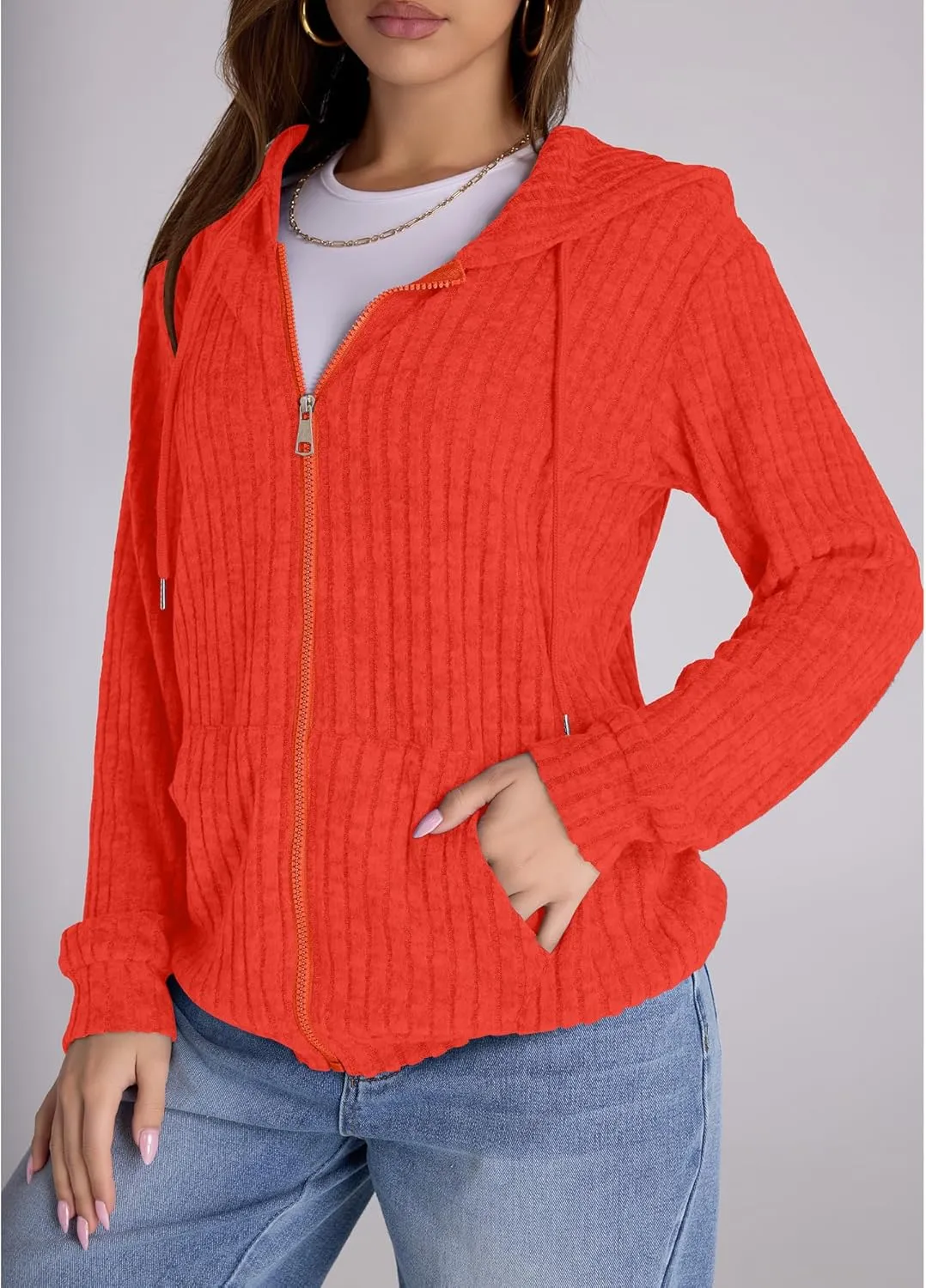 Zip Up Hoodie Women Oversized Sweatshirt Long Sleeve 2025 Fall Outfit Lightweight Jackets Workout Clothes