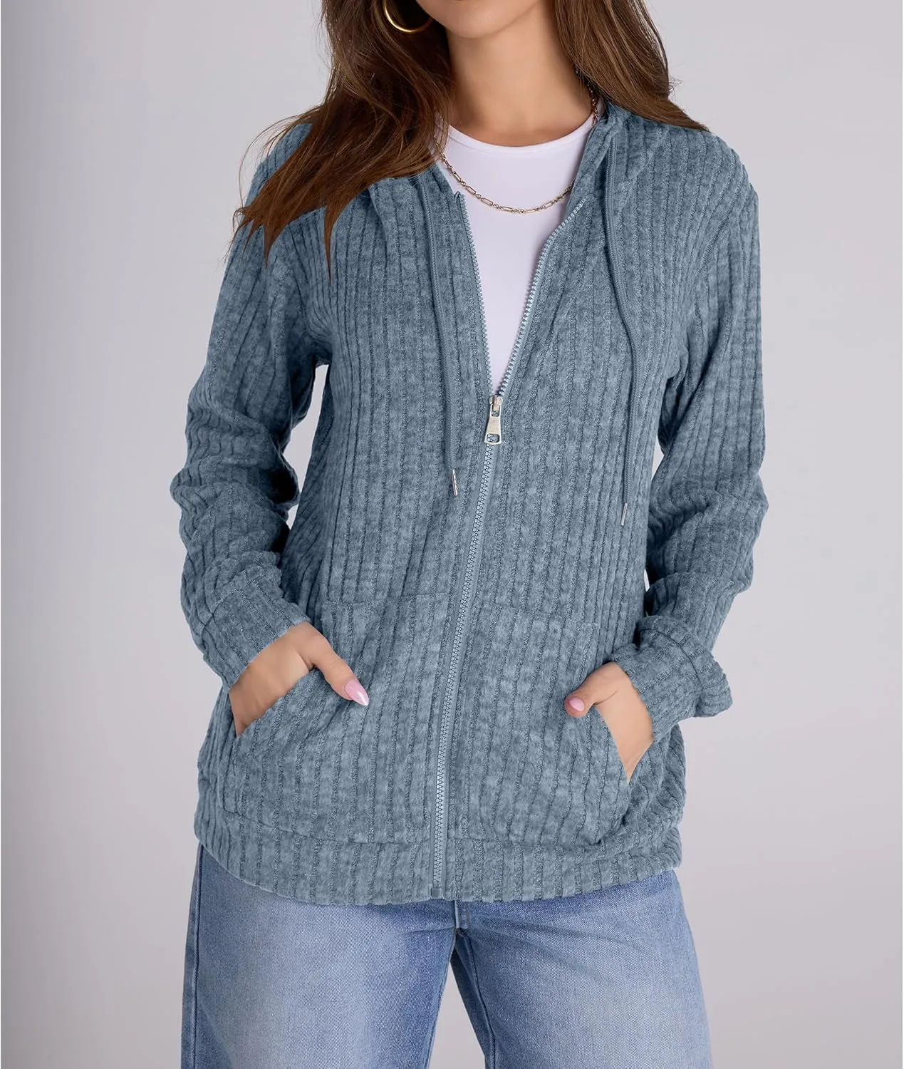 Zip Up Hoodie Women Oversized Sweatshirt Long Sleeve 2025 Fall Outfit Lightweight Jackets Workout Clothes