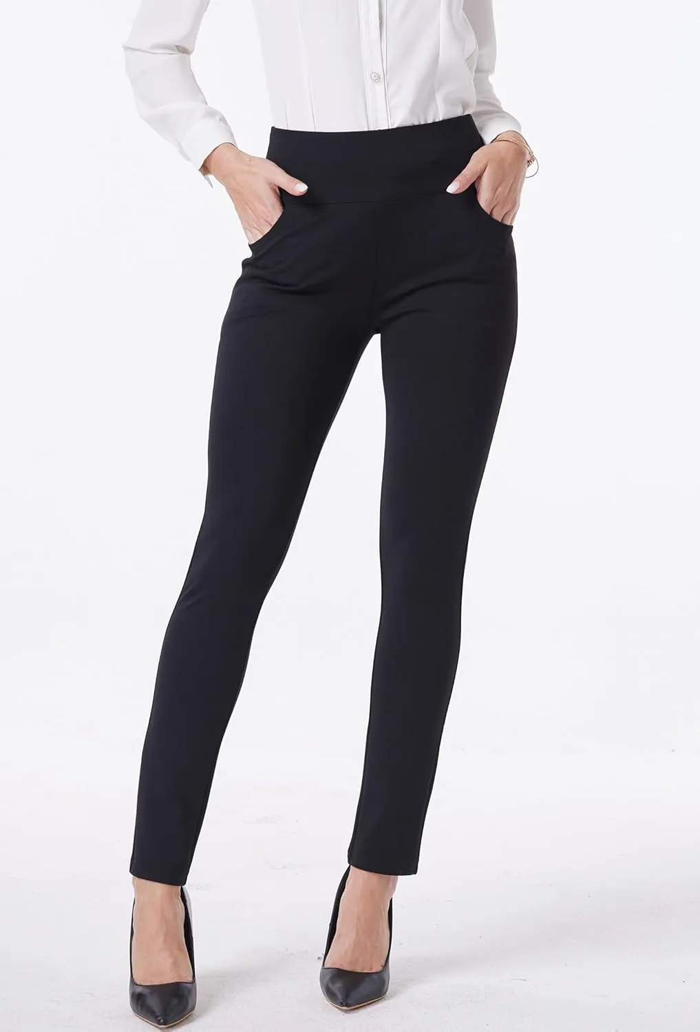 zsangbee Dress Pants for Women Comfort Stretch Skinny Leg High Waist Pull on Pants with Pockets for Work